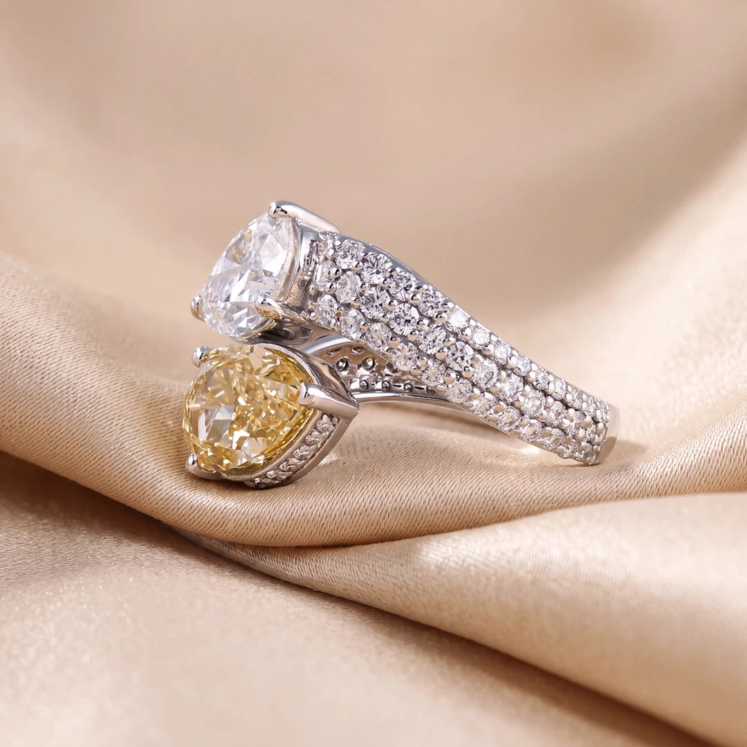 5.70 CT Pear Two-Tone Pavé Diamond Ring