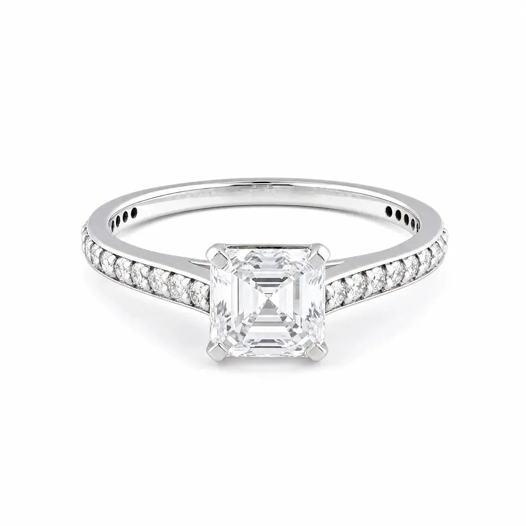 1.30 CT Square Emerald Pavé Diamond Ring