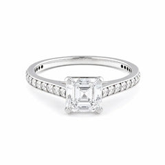 1.30 CT Square Emerald Pavé Diamond Ring
