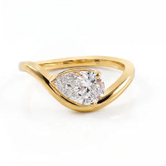 1.05 CT East West Pear Cut Diamond Curve Ring
