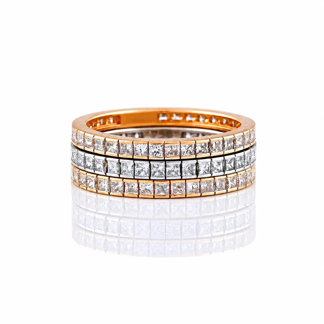 2.20 CT Princess Three Set Eternity Diamond Ring