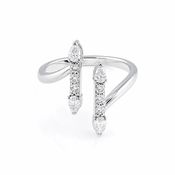 0.40 CT Pear & Round Open Cuff Diamond Ring