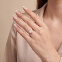 1.70 CT Heart Cut Pink Diamond Halo Ring lifestyle