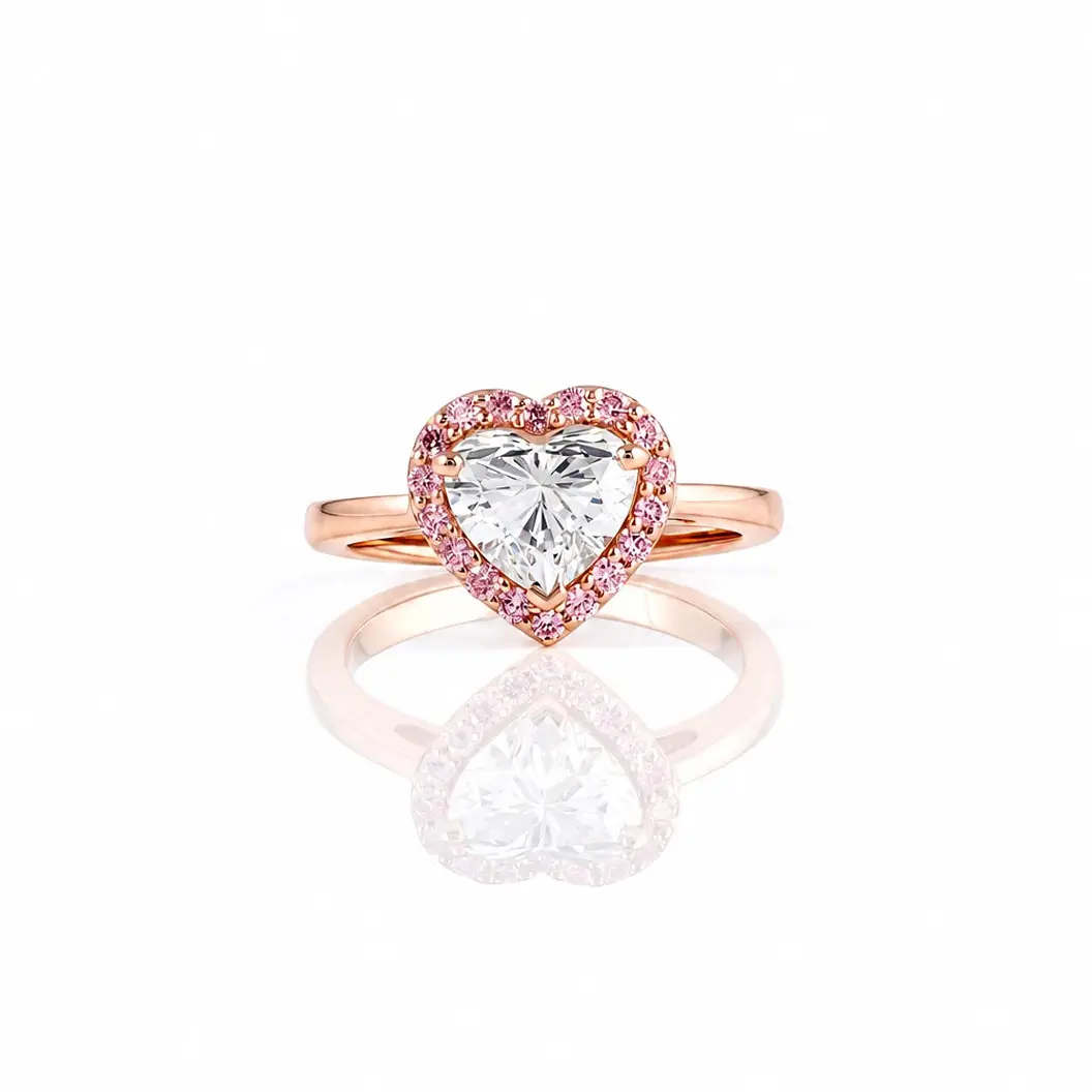 1.70 CT Heart Cut Pink Diamond Halo Ring