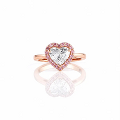 1.70 CT Heart Cut Pink Diamond Halo Ring