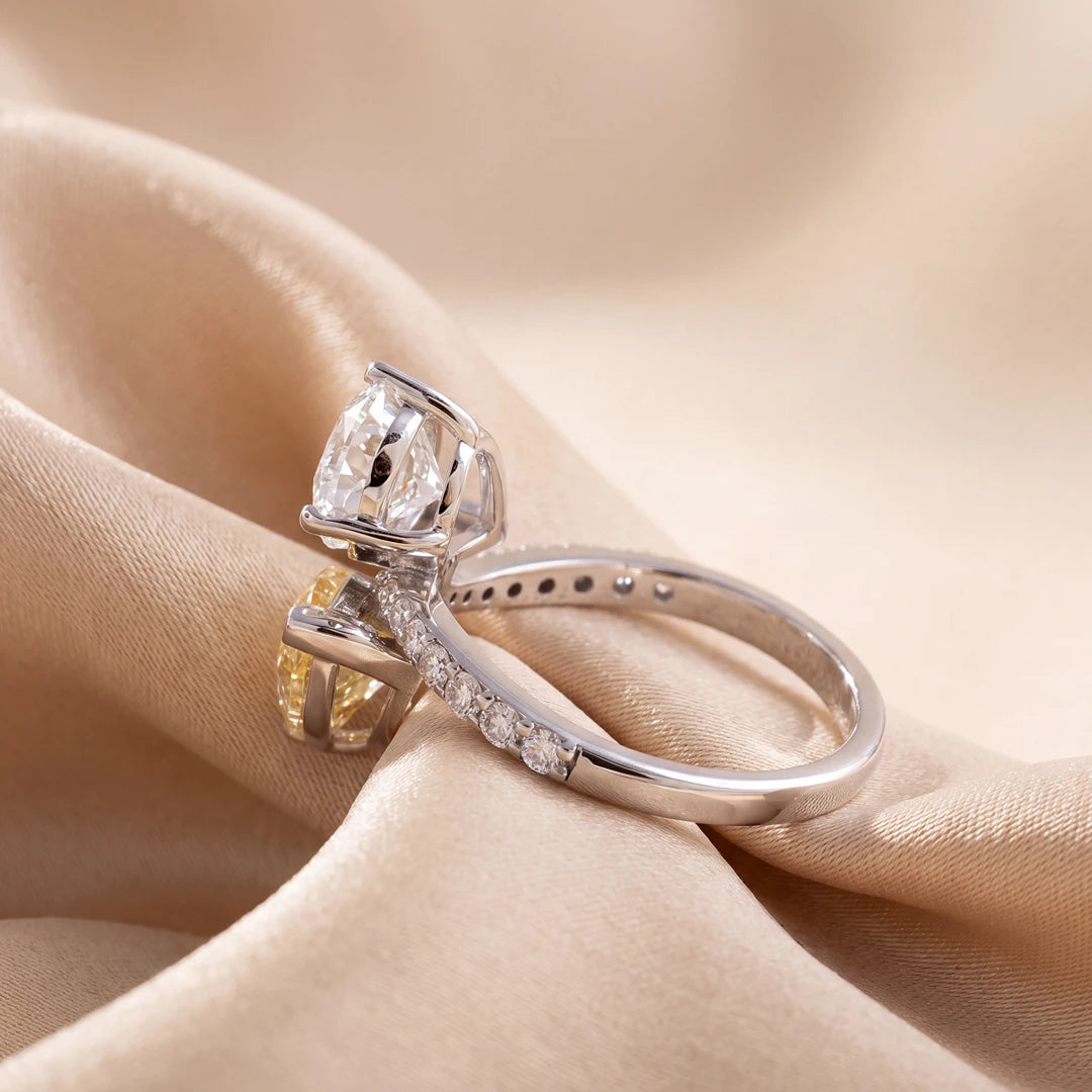 4.26 CT Pear Cut Two-Tone Bypass Diamond Ring