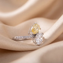 4.26 CT Pear Cut Two-Tone Bypass Diamond Ring