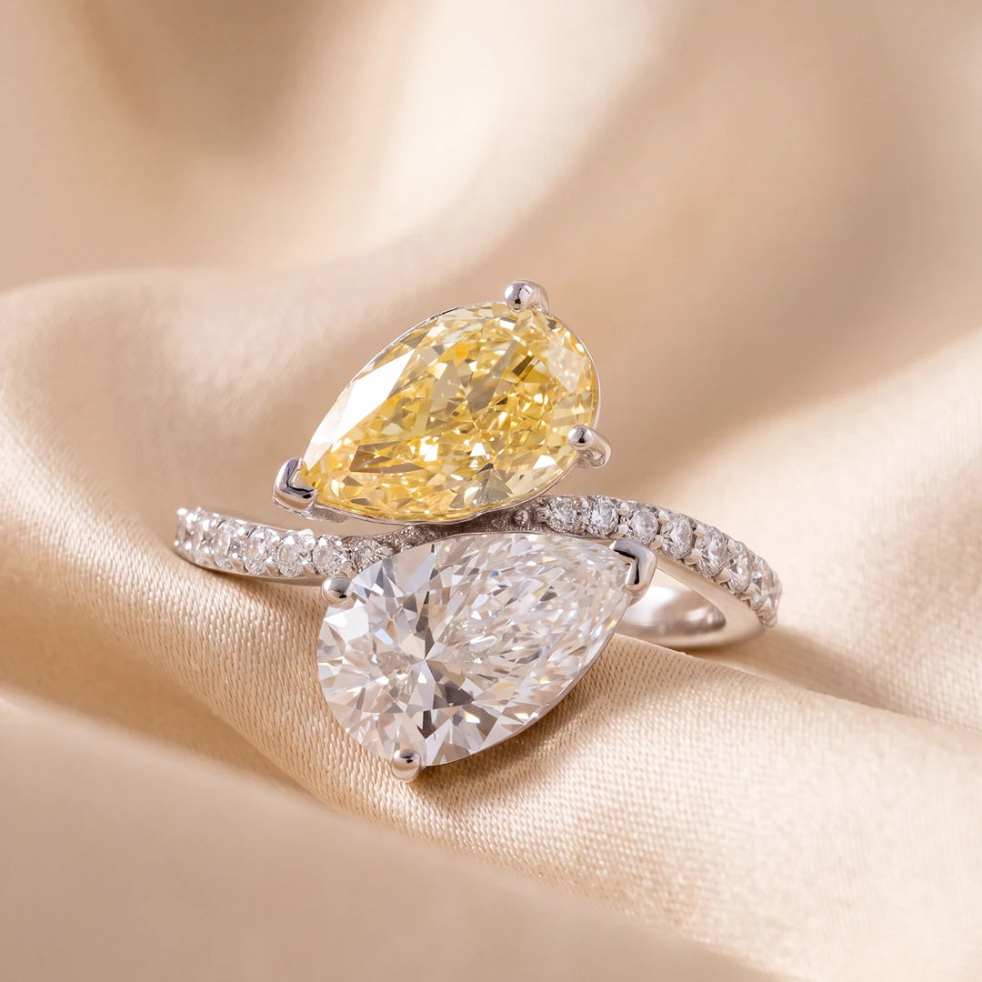 4.26 CT Pear Cut Two-Tone Bypass Diamond Ring