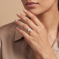 Lifestyle Image of 4.26 CT Pear Cut Two-Tone Bypass Diamond Ring