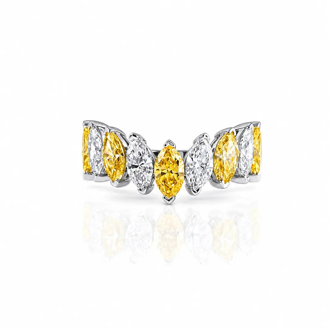 3.15 CT Marquise Two-Tone Cluster Diamond Ring