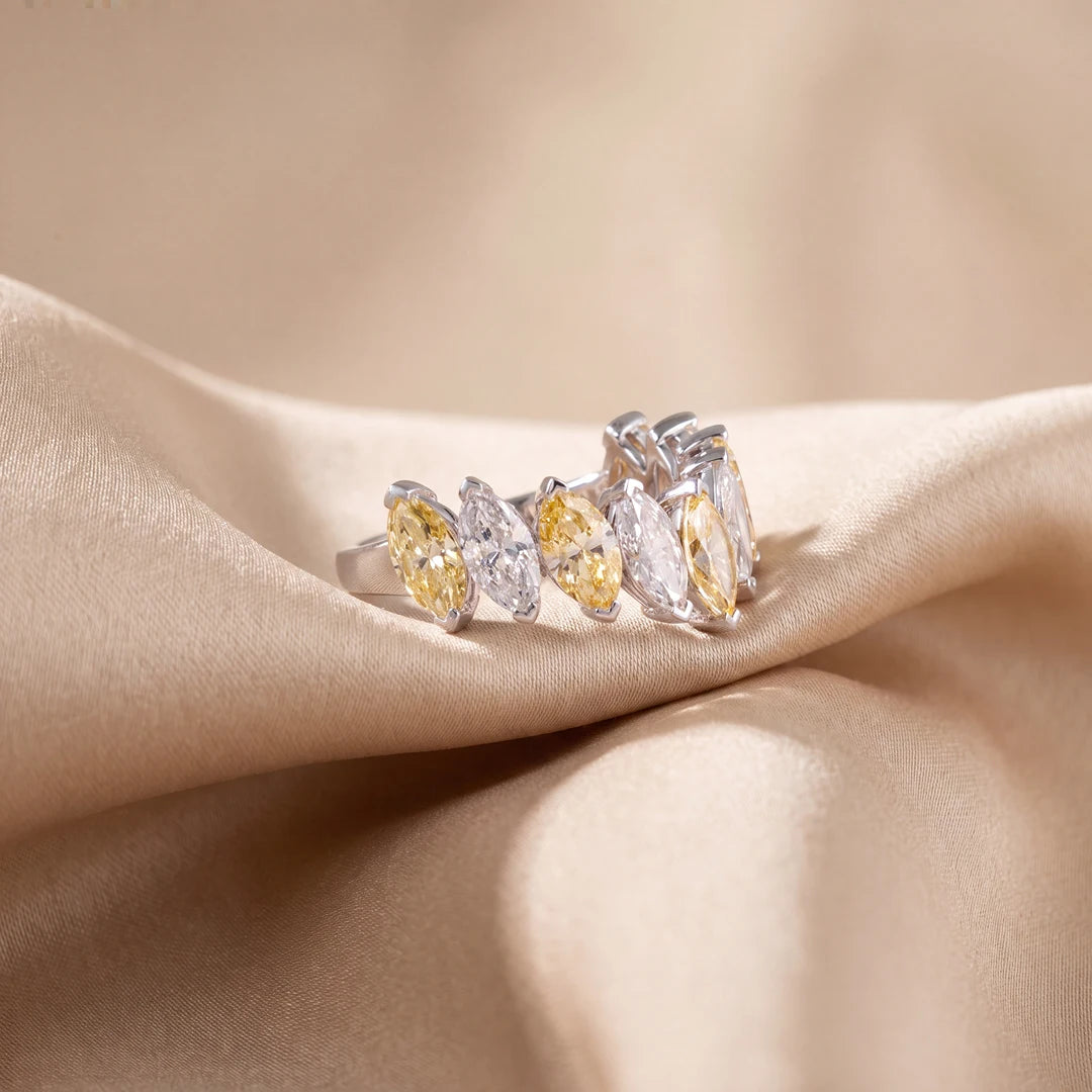 3.15 CT Marquise Two-Tone Cluster Diamond Ring