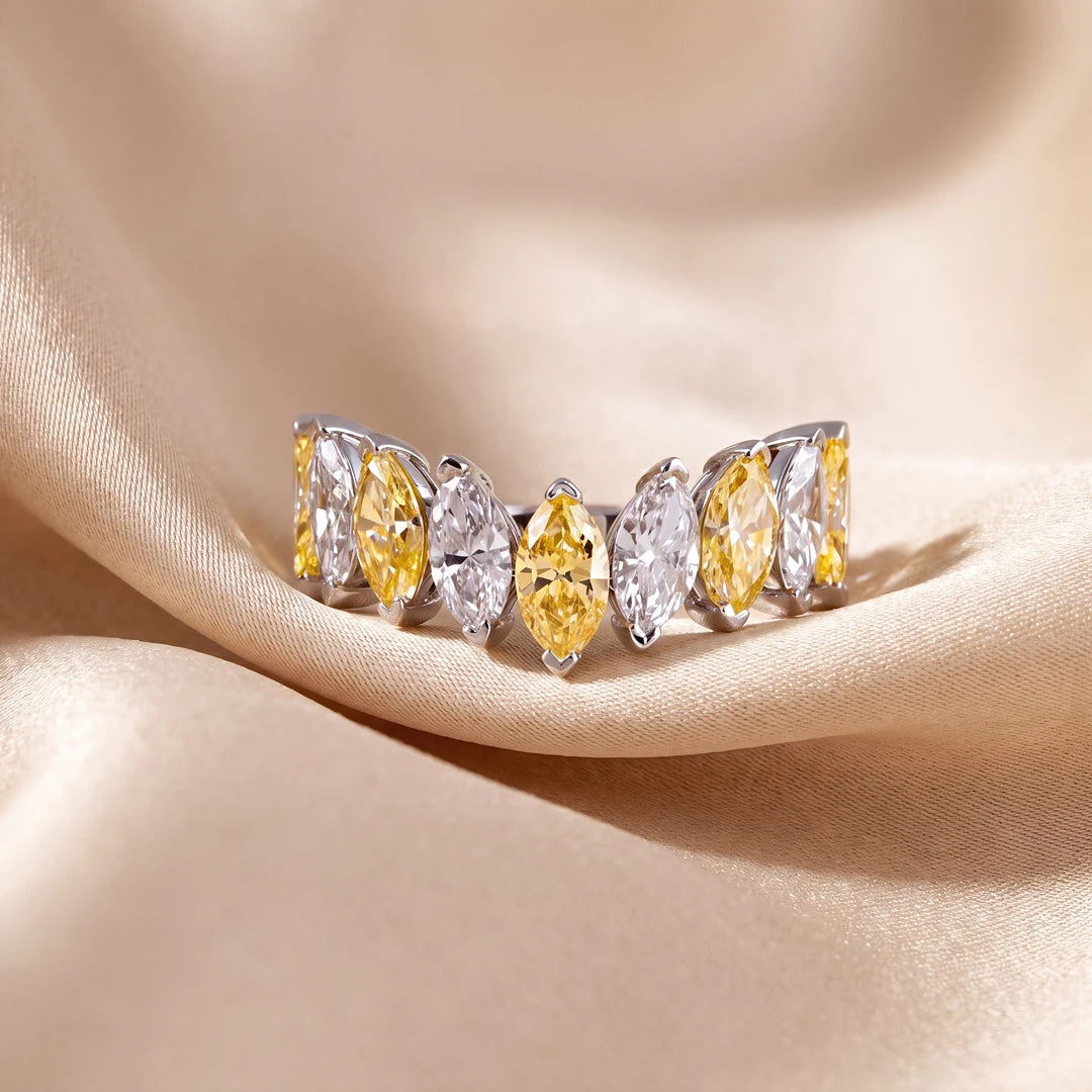 3.15 CT Marquise Two-Tone Cluster Diamond Ring
