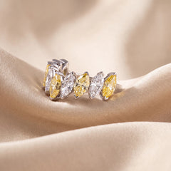 3.15 CT Marquise Two-Tone Cluster Diamond Ring