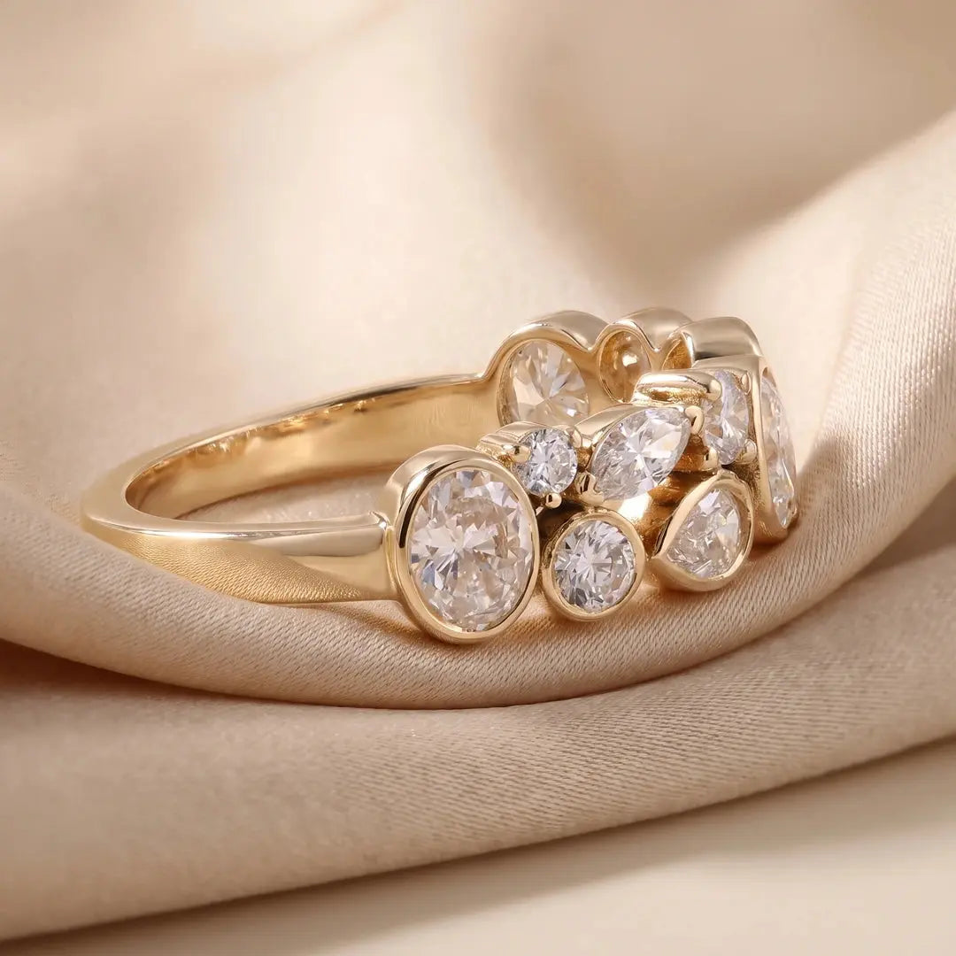 1.30 CT Multi Shape Diamond Cluster Ring in Bezel Setting