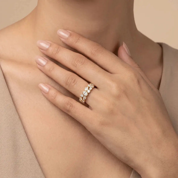 1.30 CT Multi Shape Diamond Cluster Ring in Bezel Setting