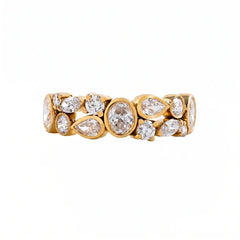 1.30 CT Multi Shape Diamond Cluster Ring in Bezel Setting