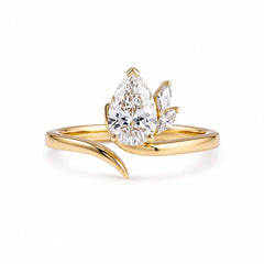 1.15 CT Pear Vine Accent Diamond Ring