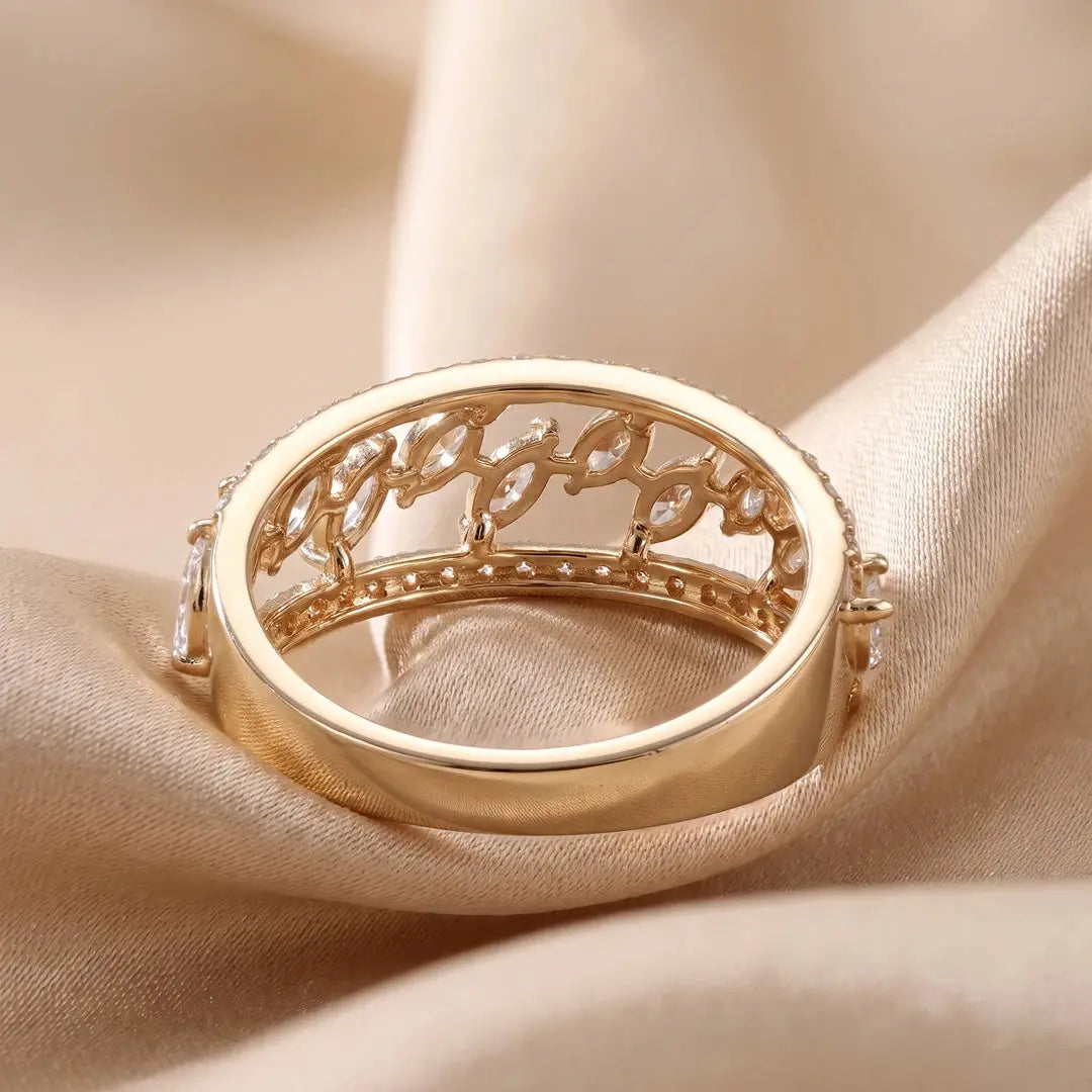 1.10 CT Multi Row Marquise and Round Diamond Ring