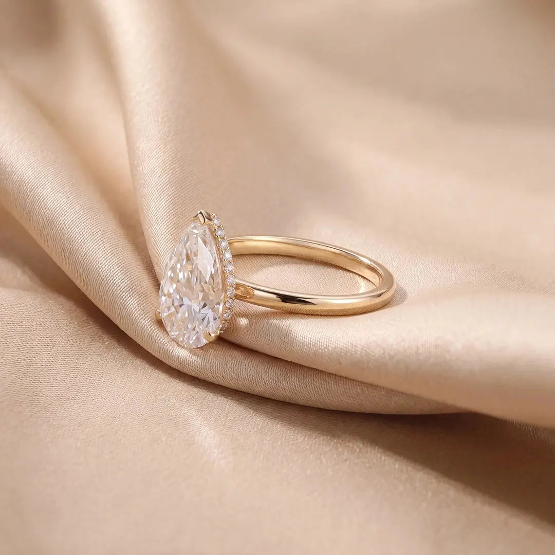 2.70 CT Pear Hidden Halo Solitaire Diamond Ring Jama Jewels