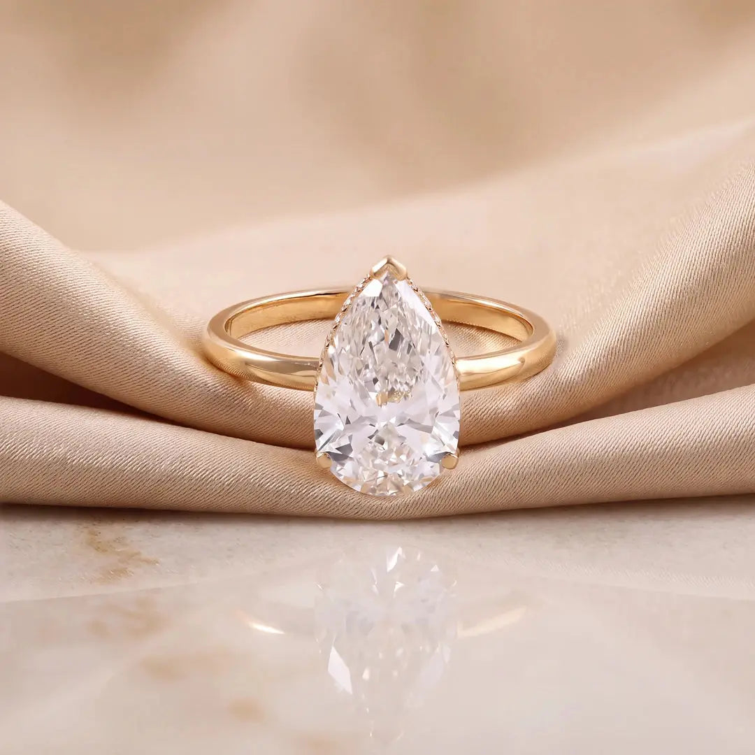 2.70 CT Pear Hidden Halo Solitaire Diamond Ring Jama Jewels