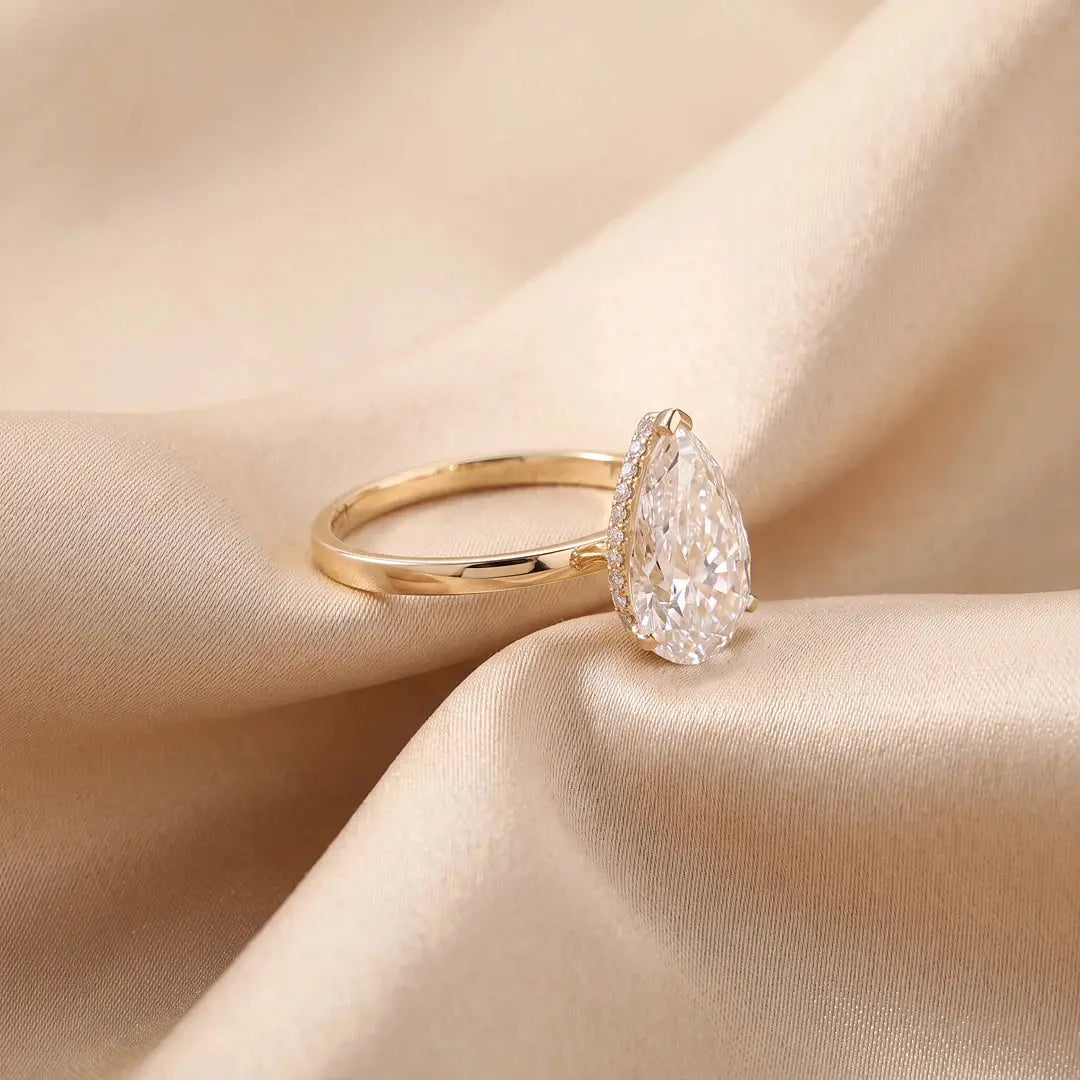 2.70 CT Pear Hidden Halo Solitaire Diamond Ring Jama Jewels
