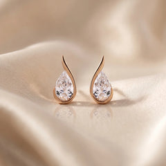 2.05 CT Pear Bezel Bypass Stud Diamond Earrings