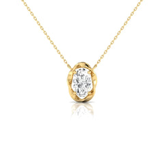 1.05 CT Oval Ribbon Twist Diamond Solitaire Chain & Pendant