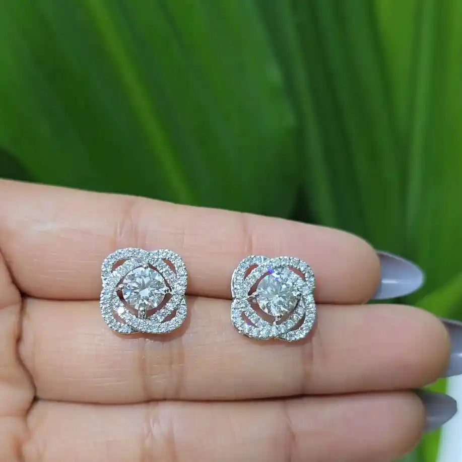 2.8 CT Round Flower Cut Lab Diamond Stud Earring (Ready for Delivery)