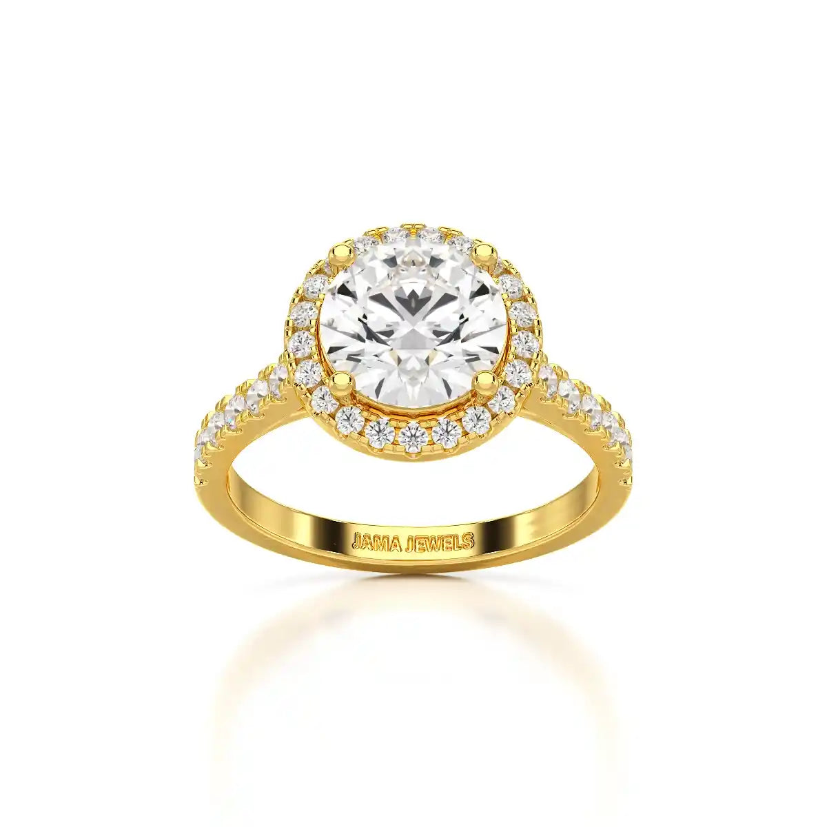 CT Round Cut Halo Lab Diamond Ring – Jama Jewels - Main Image