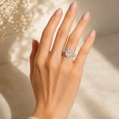 3.40 CT Oval Cut Ring with Round Diamonds in Pave Setting Jama Jewels