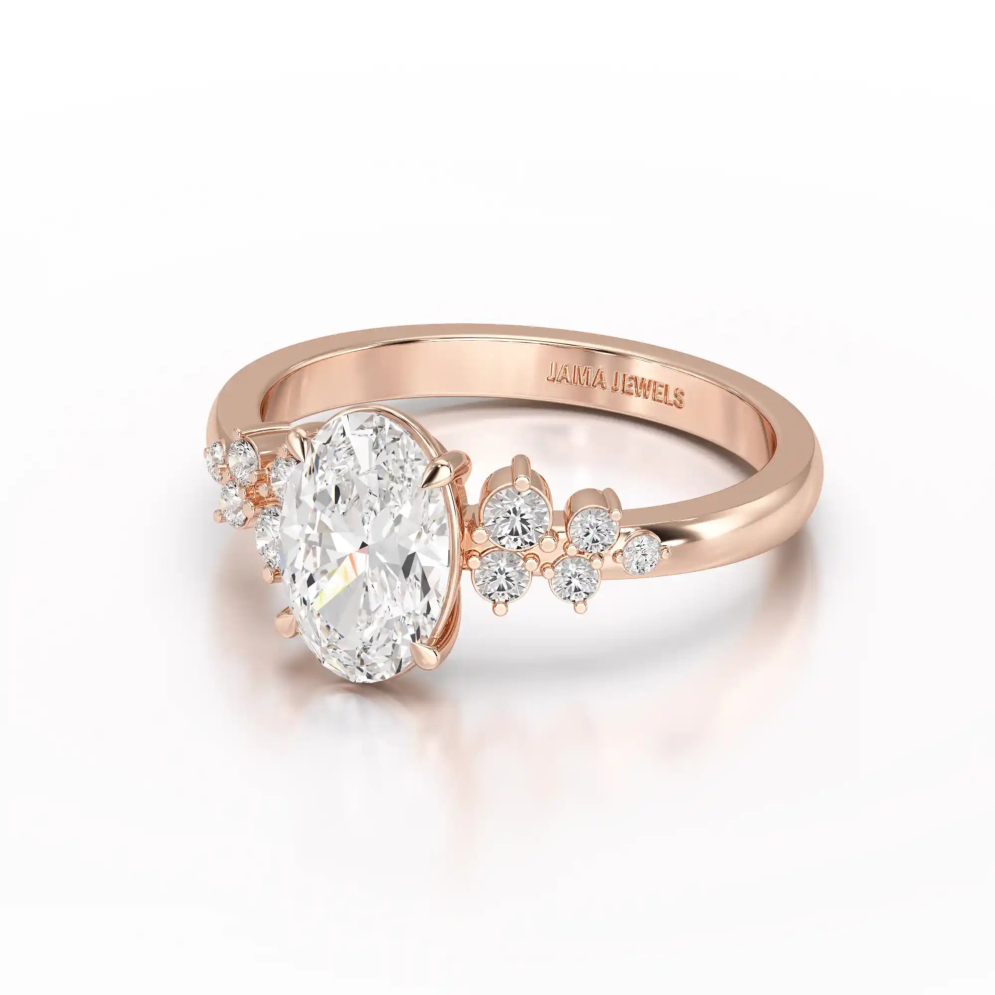 1.80 CT Oval Cut Ring with Round Side Diamonds