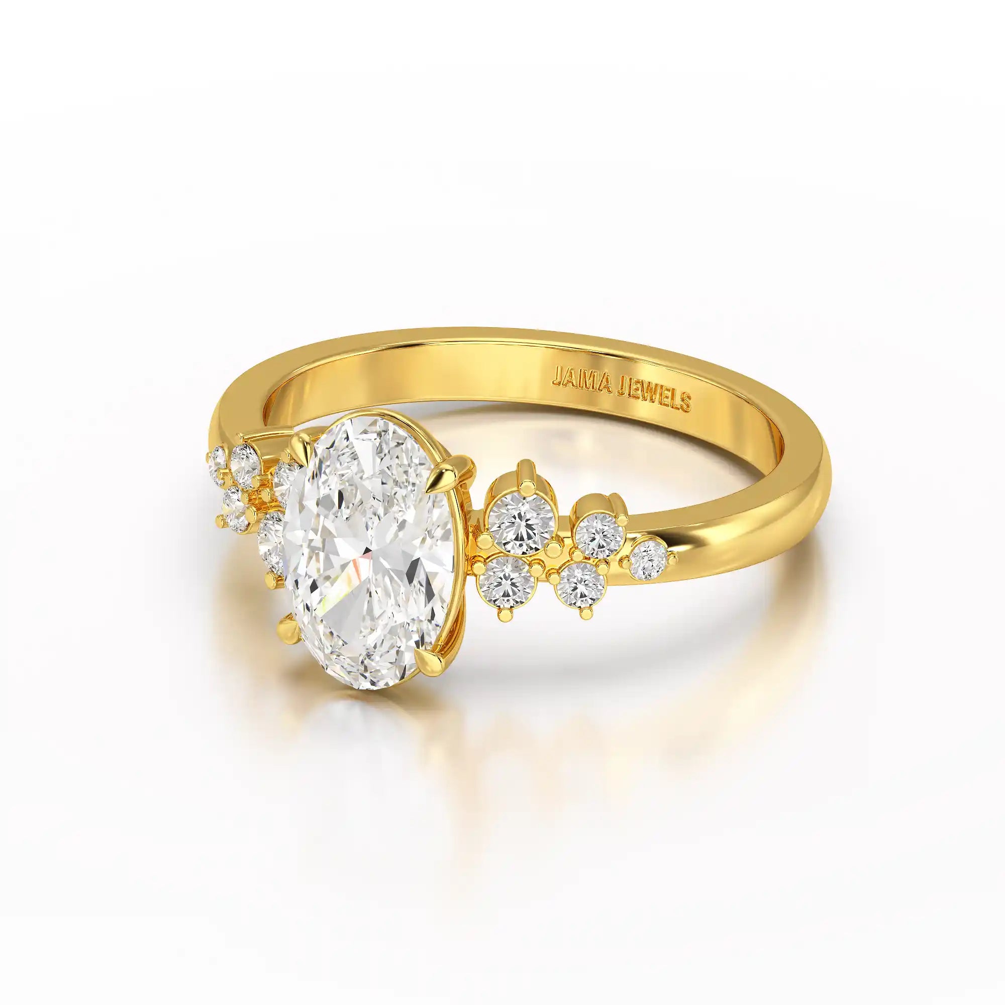 1.80 CT Oval Cut Ring with Round Side Diamonds