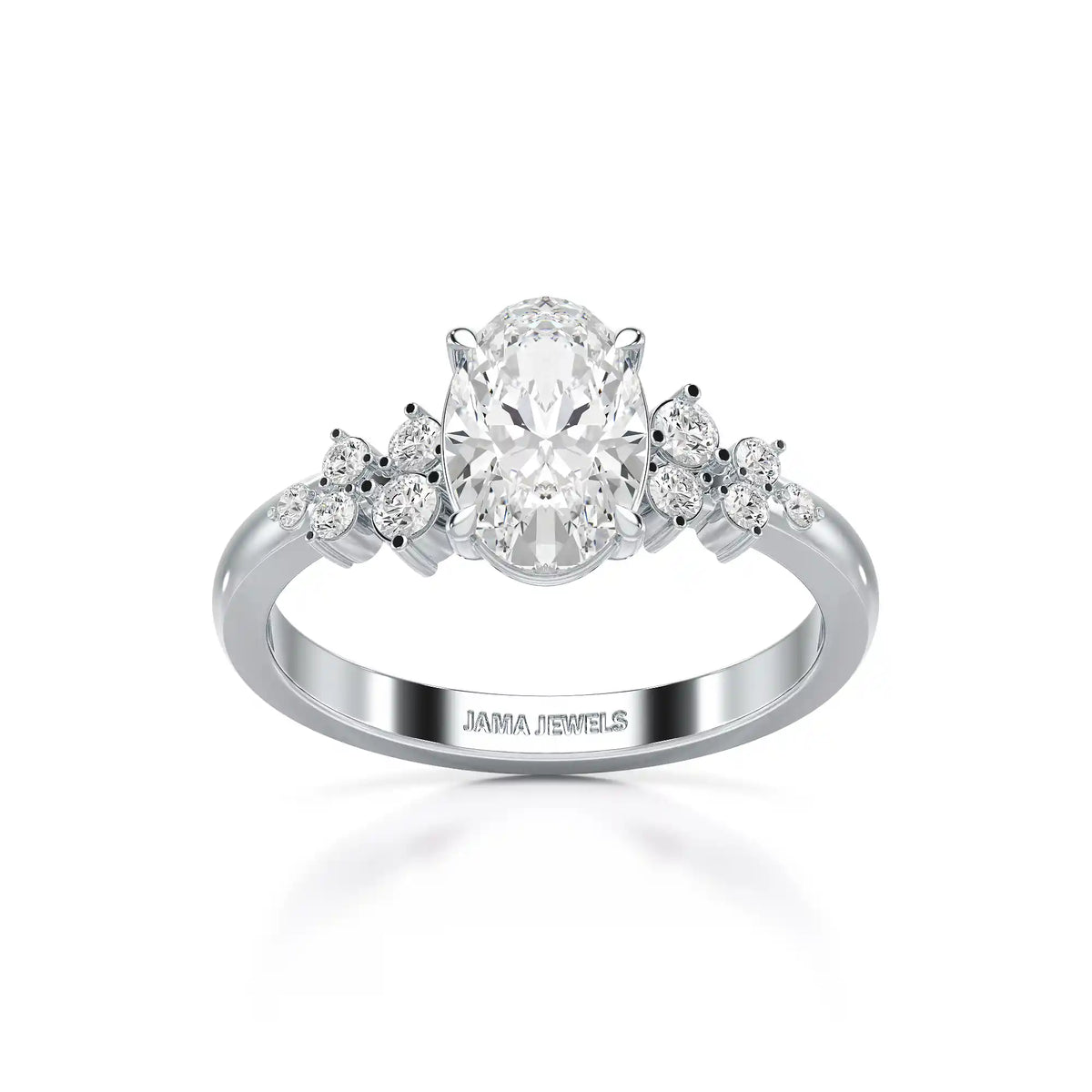 1.80 CT Oval Cut Ring with Round Side Diamonds