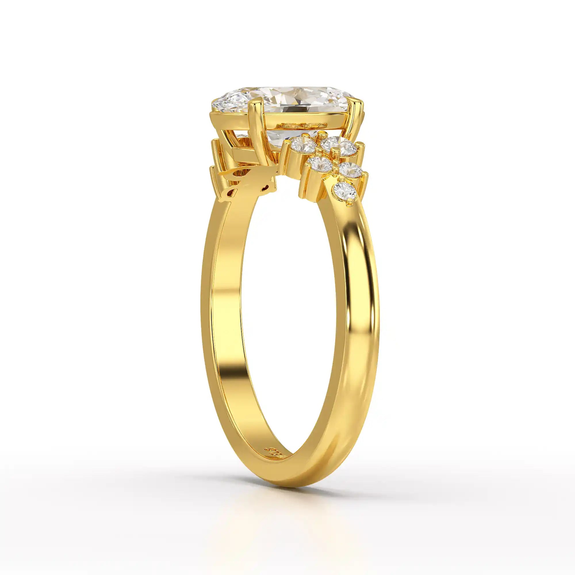 1.80 CT Oval Cut Ring with Round Side Diamonds