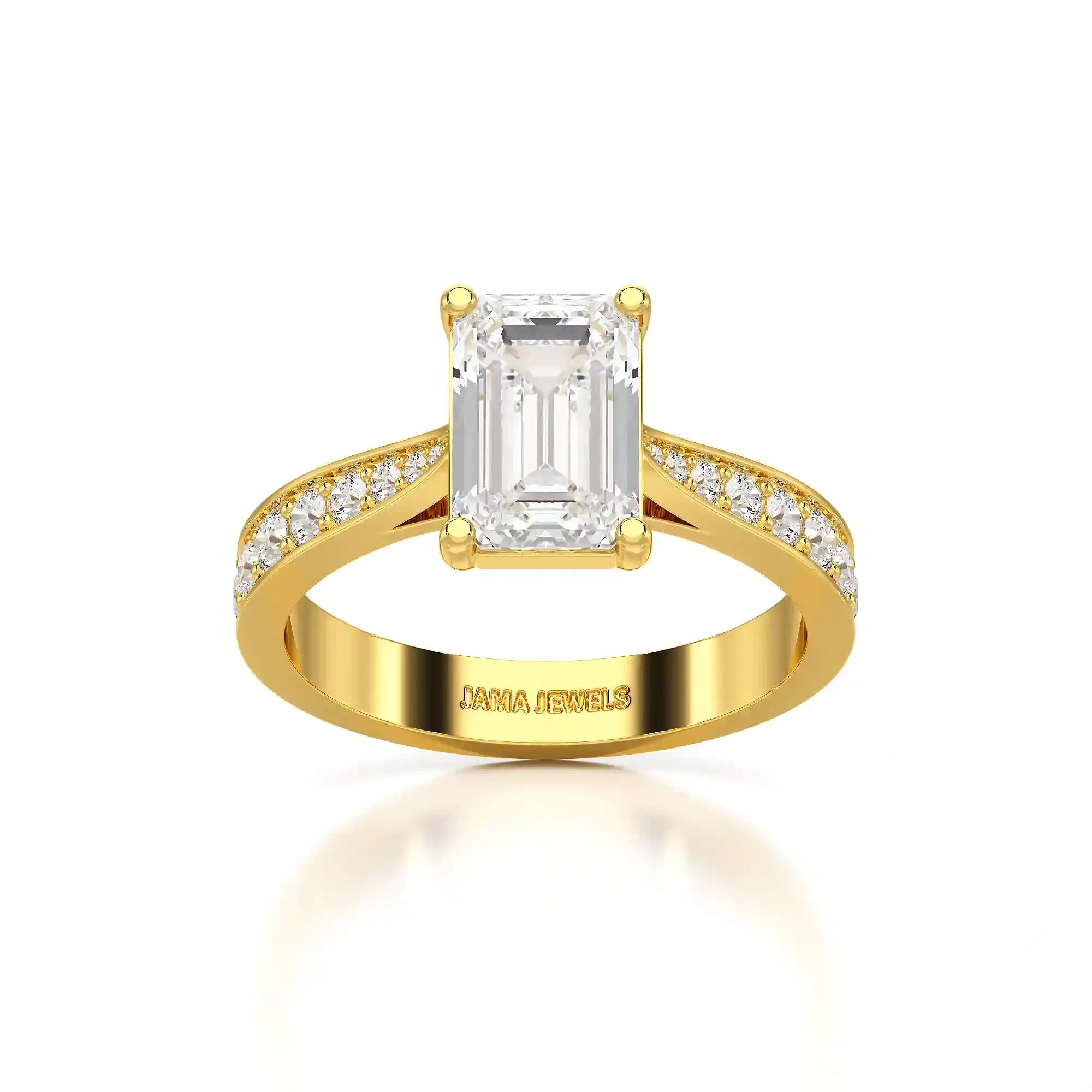 2.35 CT Emerald Cut Lab Diamond Ring