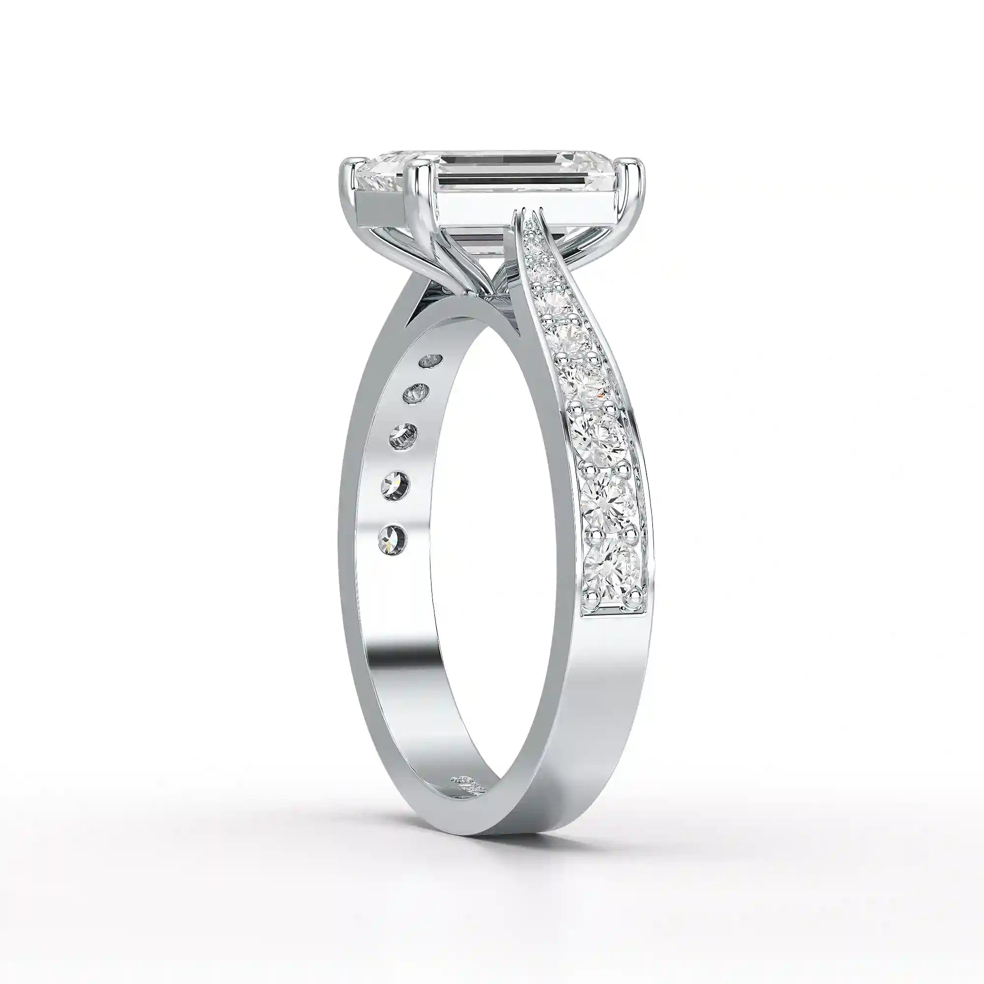 2.35 CT Emerald Cut Lab Diamond Ring