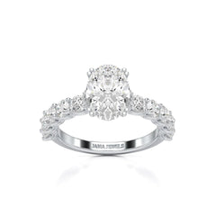 3.40 CT Oval Cut Ring with Round Diamonds in Pave Setting Jama Jewels