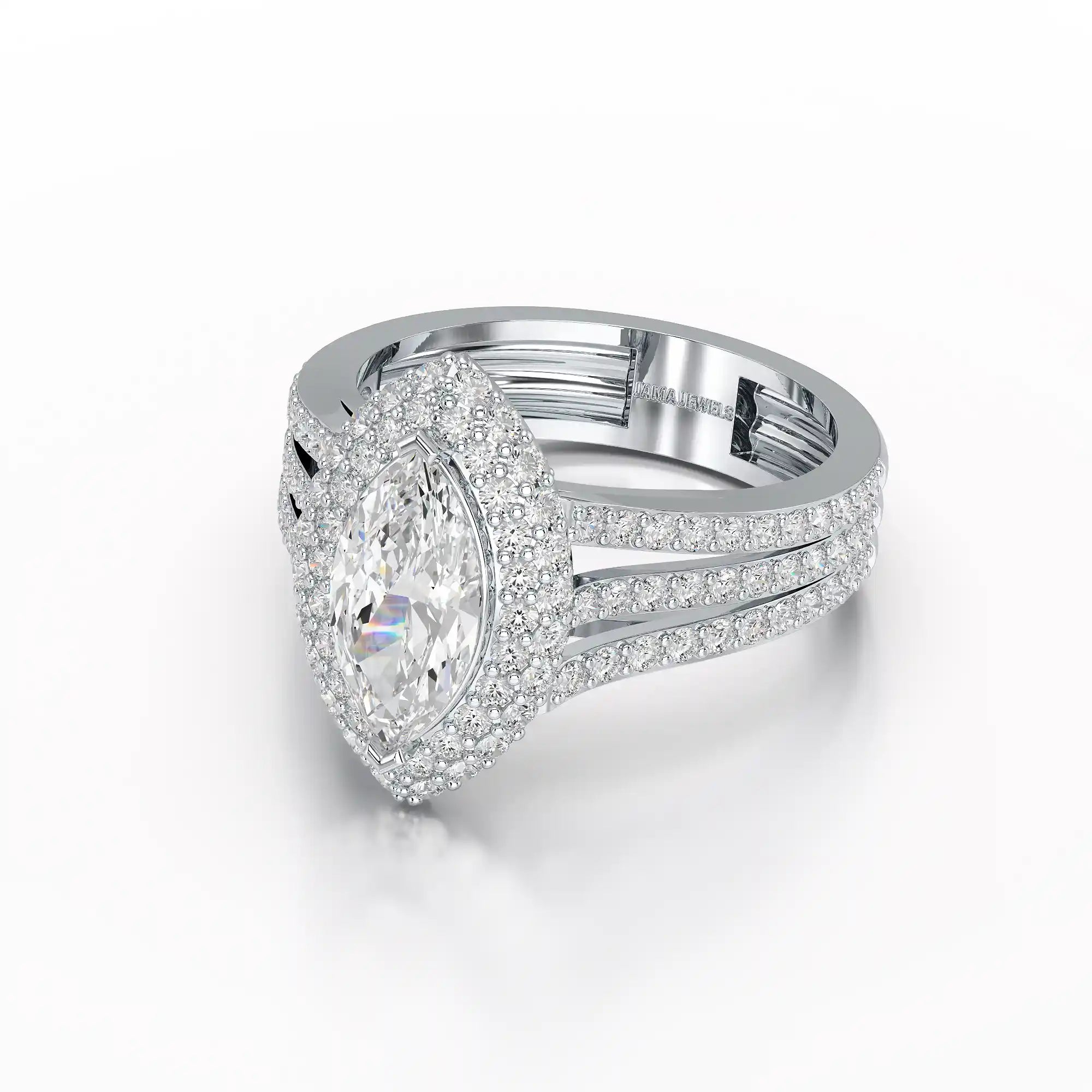 2.25 CT Marquise Cut Halo Lab Diamond Ring