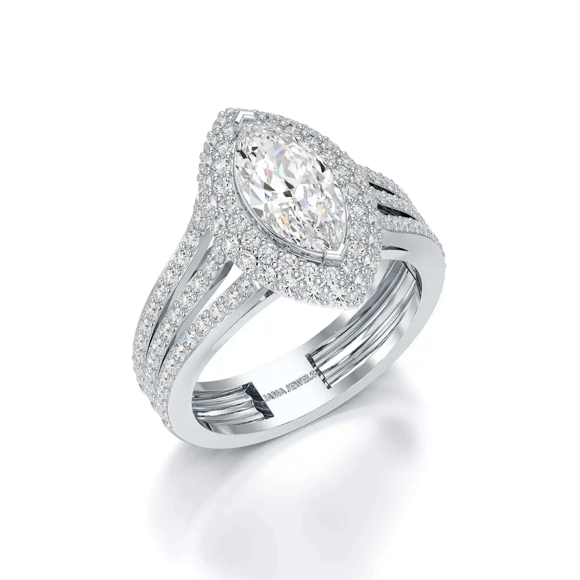 2.25 CT Marquise Cut Halo Lab Diamond Ring