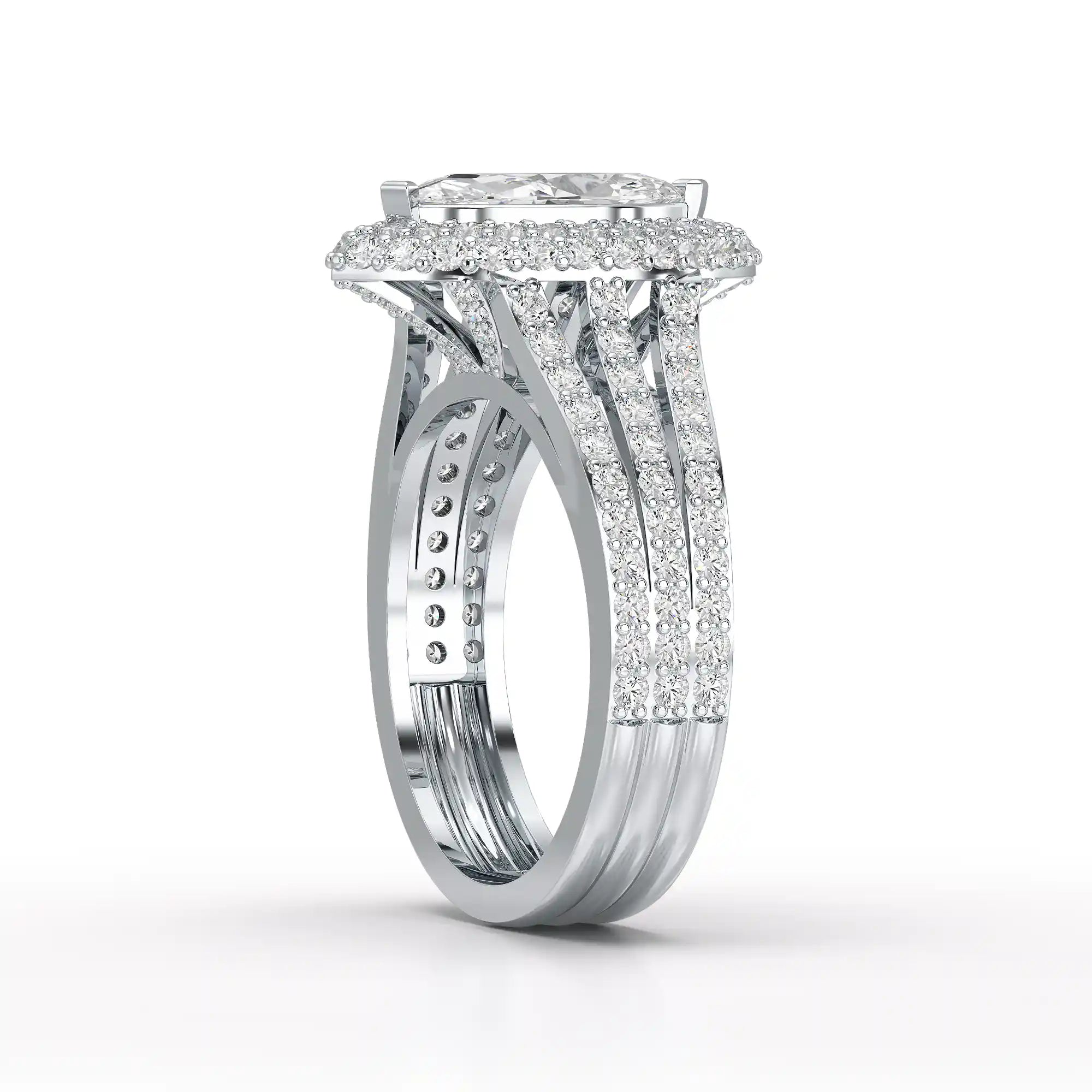 2.25 CT Marquise Cut Halo Lab Diamond Ring