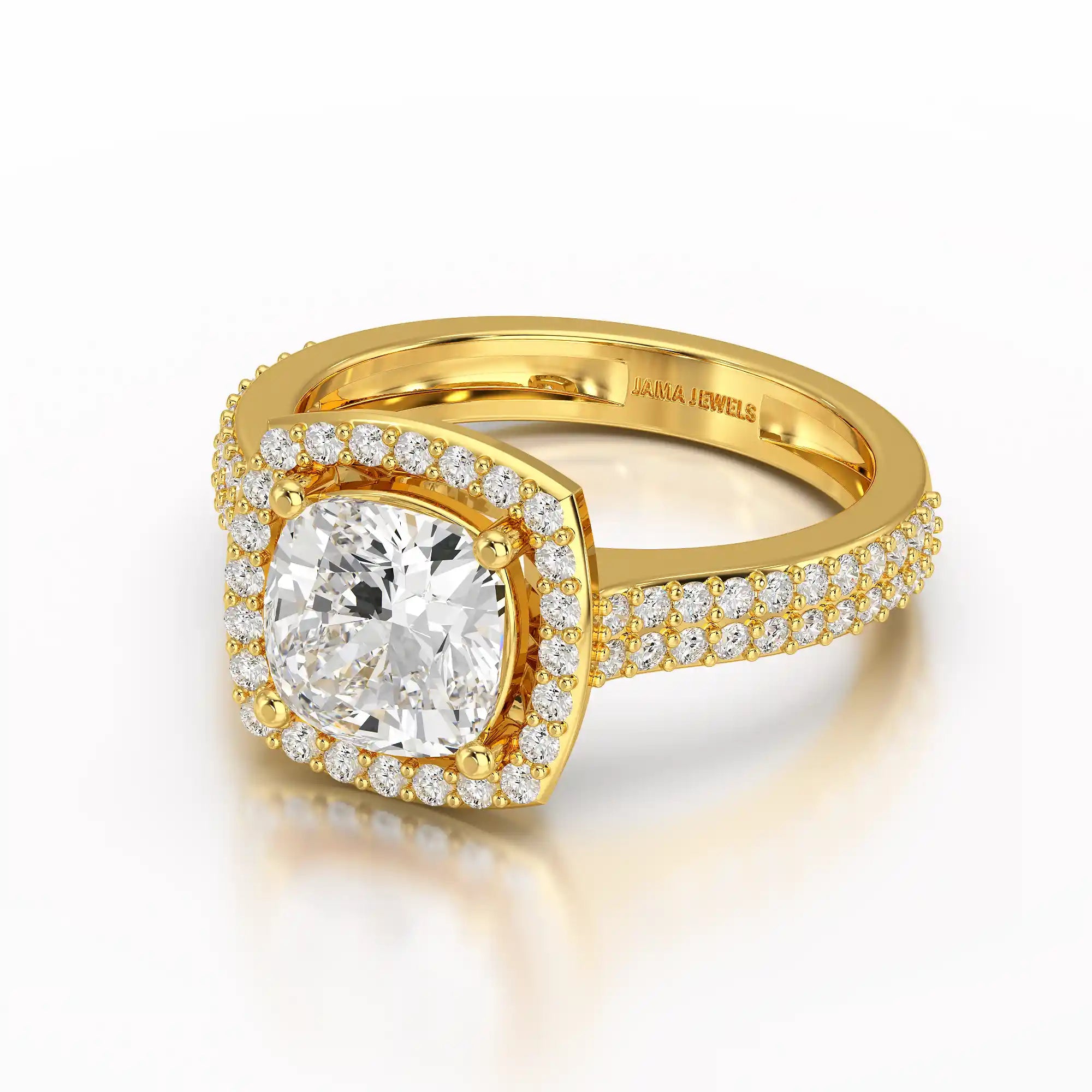 2.50 CT Cushion Cut Ring with Round Diamonds