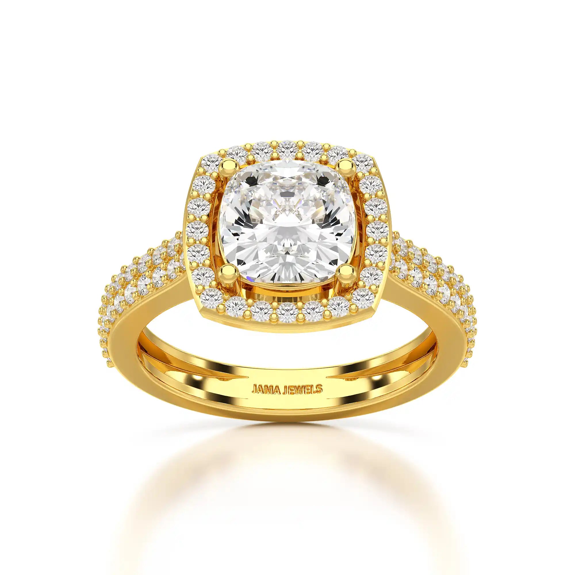 2.50 CT Cushion Cut Ring with Round Diamonds
