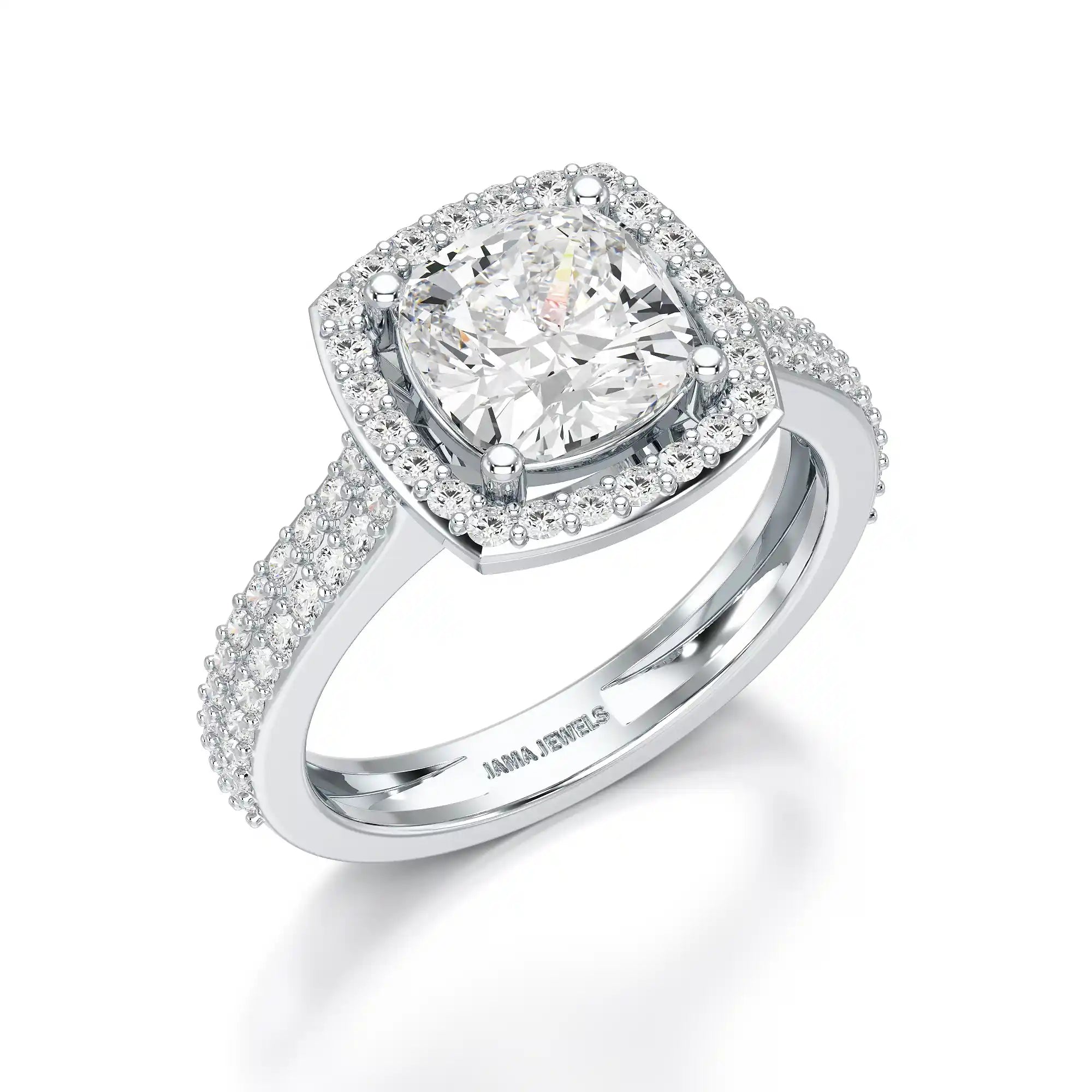 2.50 CT Cushion Cut Ring with Round Diamonds