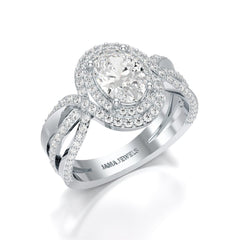 1.60 CT Oval Cut Diamond Halo Ring Jama Jewels