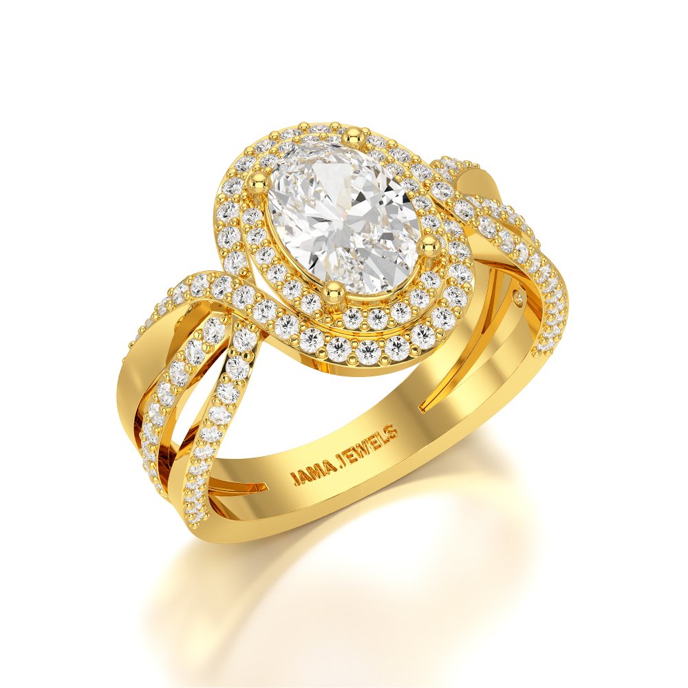 1.60 CT Oval Cut Diamond Halo Ring Jama Jewels