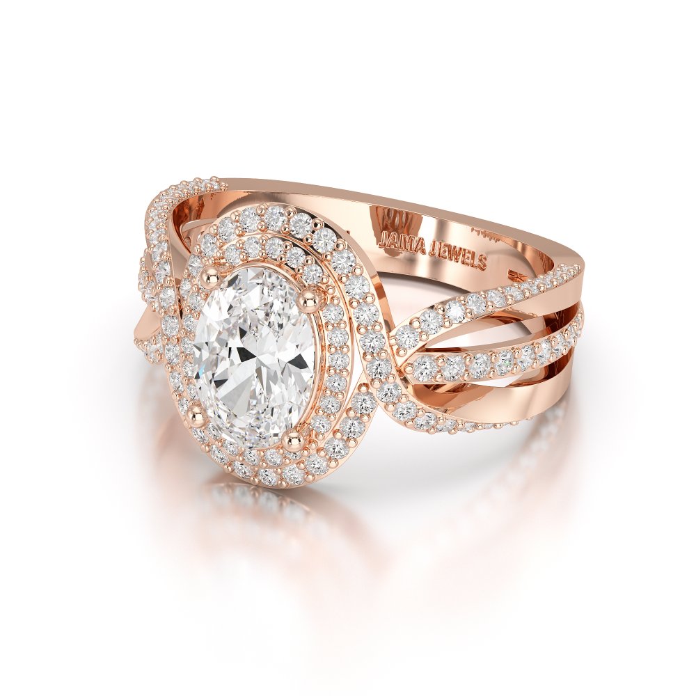 1.60 CT Oval Cut Diamond Halo Ring Jama Jewels