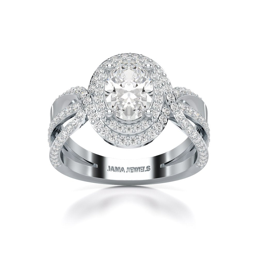 1.60 CT Oval Cut Diamond Halo Ring Jama Jewels