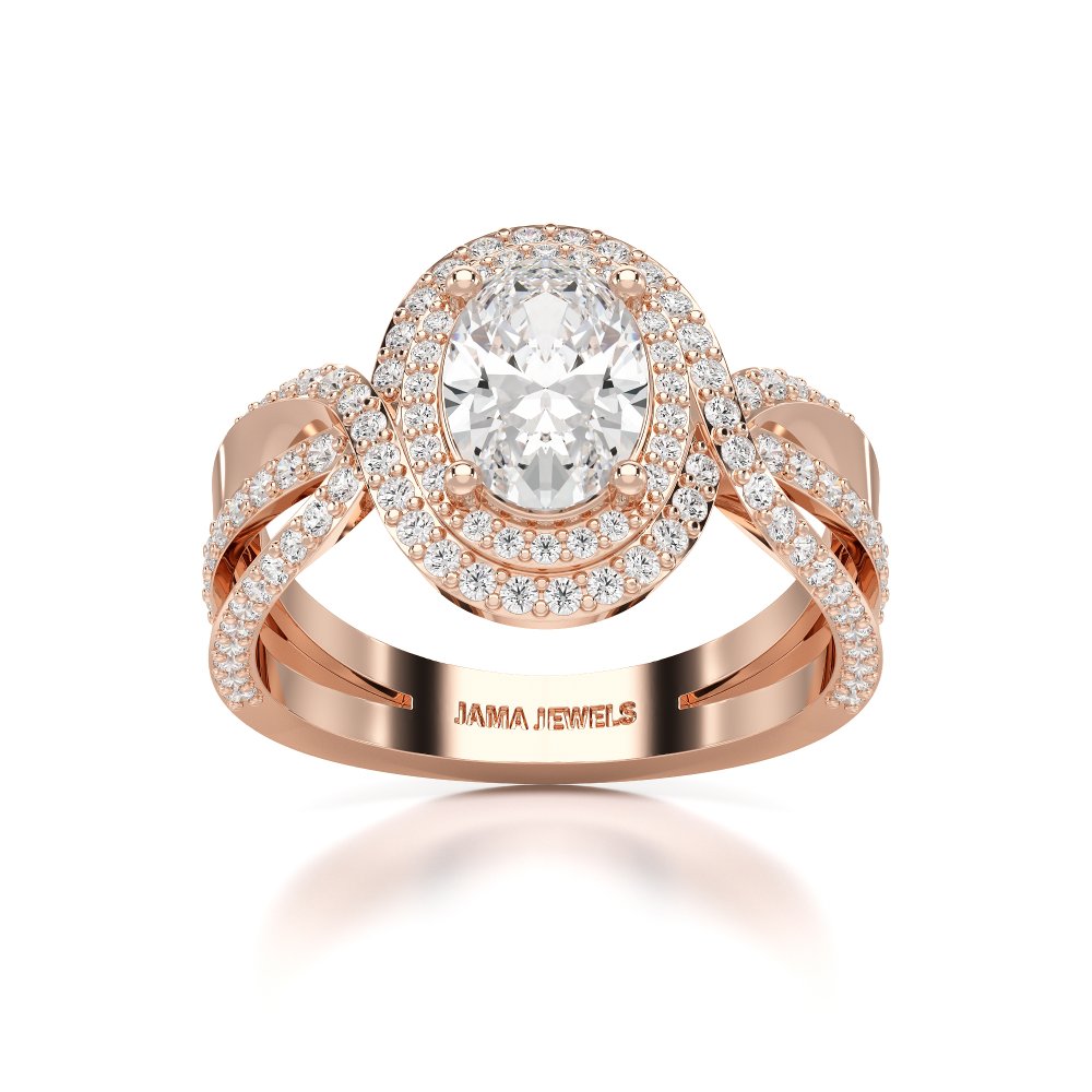 1.60 CT Oval Cut Diamond Halo Ring Jama Jewels