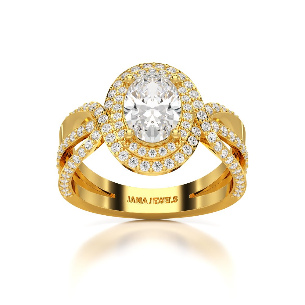 1.60 CT Oval Cut Diamond Halo Ring Jama Jewels