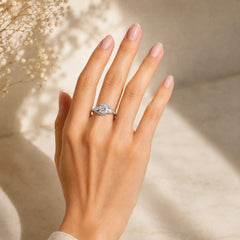 1.45 CT Round Cut Diamond Bypass Ring with Pear & Round Diamonds Jama Jewels